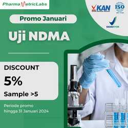 Ini dia promo PT Pharma Metric Labs bulan Januari!

Nikmati discount 5% Uji NDMA dengan minimal 5 sample.

Promo hanya berlaku di bulan ini, loh. Jangan sampai ketinggalan ya!

#croindonesia #contractresearchorganization #contractanalysis #ujindma